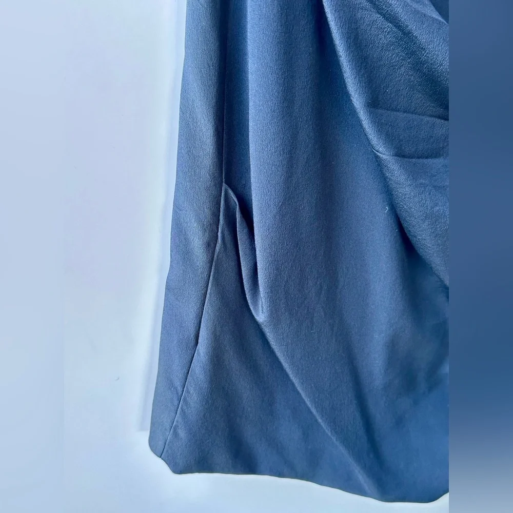 EUC Yoana Baraschi Anthropologie Silk Navy Draped pencil skirt, size 8
